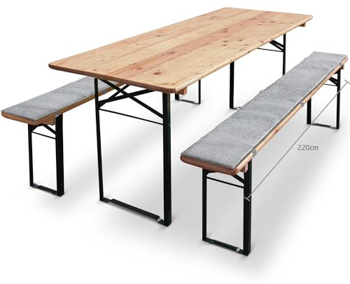 Miqio Design Filz Bierbankauflage - 25x220cm - Bankauflage bequem gepolstert - Sitzauflage für Bierzeltgarnitur - Sitzpolster für Bierbänke - Dunkelgrau anthrazit - Hellgrau