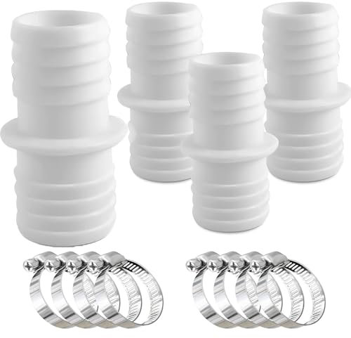 4 Pcs Raccord Tuyau Piscine 38mm, Adaptateurs de Tuyau 38 a 38, Adaptateur Tuyau Arrosage, 8 Pcs serrage universels en acier Inoxydable, Adaptateurs de Tuyau - Double embout de Tuyau