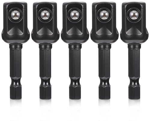 HJZHII 5pcs 1/2 Impact Socket Adapter, Drill Adapter 1/4 to 1/2 Socket Driver Adaptor Kit Hex Shank Impact Adapter for Impact Driver Automotive DIY Extension Bits Handle Nut Driver and Drills(1/2)