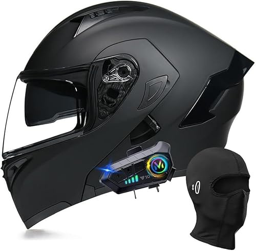 Casque de moto modulaire Bluetooth, intégral, rabattable, double visière, avec double haut-parleur et microphone, homologué DOT/ECE, pour adultes, hommes et femmes, tailles M à XXL O,L=59-60CM