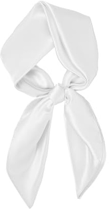 American Trends Satin Scarf with Gift Pack- 23.5 Square Neck Scarf for women - Lightweight Silk Feeling Hair Scarves for Casual,Party,Travel White