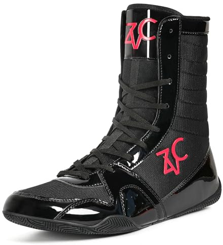 ZVC Wrestling Shoes Men High Top Boxing Shoes for Fighting Shoes Powerlifting Bodybuilding Boots Footwear