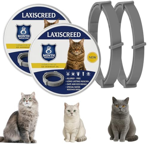Cat Collar with Natural Essential Oils to Help Prevent Infections – 2 Pack, Waterproof & Adjustable Design, Up to 8 Months Protection Per Collar, Suitable for Cats Over 7 Weeks