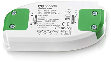conecto 50234, transformador LED 230V (AC) a 12V (DC), para lámparas LED de hasta máx. 8 vatios