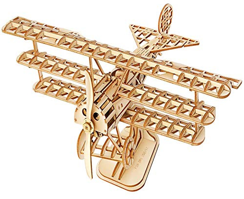 Rolife Woodcraft Baukasten 3D Holz Puzzle Kits DIY Spielzeug Geschenk Jugendliche und Erwachsene (Airplane)