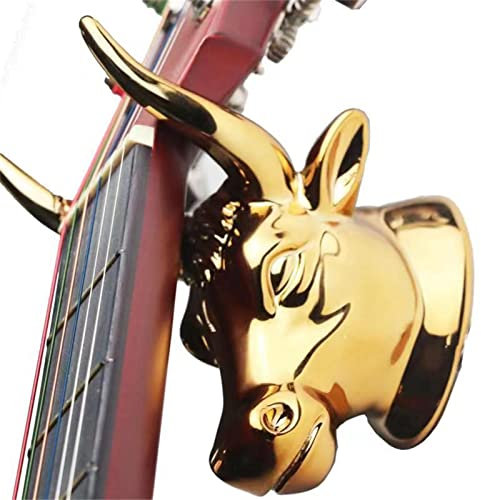 JINGLING Gitarren-Wandhalterung – Golden Bull Head Wall Art, E-Akustik-Gitarren-Halterung, Gitarren Aller Größen, Ukulele, Bass, Mandoline