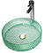 WRJAHCG Aufsatzwaschbecken,Waschbecken aus Glas Waschtisch, Round Hand Waschschale mit Wasserhahn Set,Waschbecken Bad| Aufsatzwaschbecken für das Badezimmer und Gäste-WC,Grün
