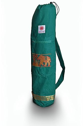 Yoga United Yoga Mat Bag | Elephant Design Yoga Bag | Unisex Carrier | Stores Mat and Accessories | Suitable for Pilates, Yoga, Gym, Fits Most Mat Sizes (Green)