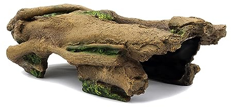JIHAQUA Aquarium Resin Bark Terrarium Decor, Lizard, Snake or Reptile Hide,Lizard, Spider and Aquarium Fish Hide Cave (Large Bark B)
