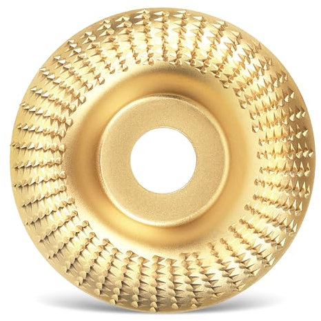 Holz Schleifscheiben für Winkelschleifer-Schruppscheiben (Ø 125 mm x 22.2 mm), Holzbearbeitungswerkzeuge für Schnitzen und Schleifen von Holz, Weichholz, Hartholz (Gold)