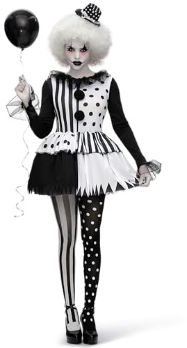 Spooktacular Creations Vuxna Kvinnor Svart och Vit Killer Clownkostym, för Halloween Terrifier Kostym Vuxen Cosplay-S