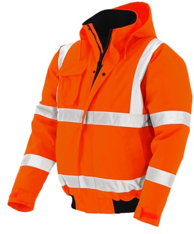 pka Warnschutz Pilotenjacke für die Arbeit - Wasserdichte & Winddichte Arbeitsjacke in Orange Größe M