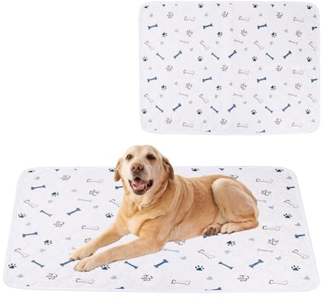 Wisebom 2 Pezzi Tappetini Lavabili per Cani 50 x 70 cm, Tappeti Assorbenti Riutilizzabili Tappetini Assorbenti per Cani A Prova di Perdite e Antiscivolo, Alta Assorbenza Asciugatura Rapida