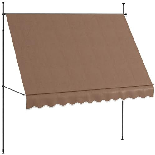 Outsunny Store rétractable Manuel 3x1,2 m Terrasse extérieure Store à enroulement Hauteur réglable avec poignée 210-300 cm sans perçage Protection UV30+ pour Balcon Jardin Café