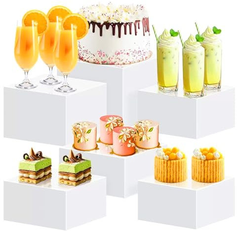 MsisieIve Presentoir A Gateau Blanc,Presentoir Aperitif Buffet,PréSentoir Buffet Traiteur Mariage,Lot De 6 Supports De Buffet Pour Desserts, PréSentoirs De Table, PréSentoirs De Cubes Pour Aliments