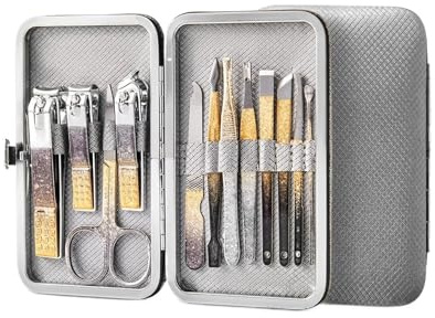 Nagelklippare Grå nagelklippningsset 8/12/18 st manikyrset Professionellt pedikyrset for herrtillbehör Personvårdsset Nagelsats(12pcs)