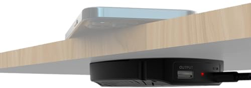 kalb | DualCharge Cargador inalámbrico de 10W con Salida USB de 15W, instalación Inferior hasta 30 mm, Invisible, Cargador de inducción con Ventilador, Fuente de alimentación, Cable de 1200 mm