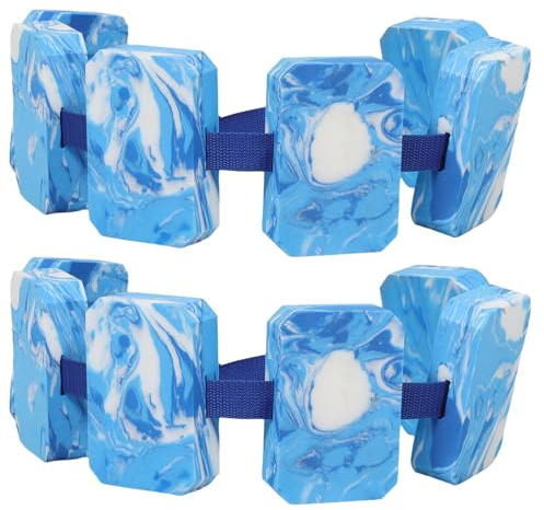GARVALON 2 Cinturones de Flotación Ajustables para Entrenamiento de Natación Espuma EVA de Alta Densidad Diseño Transpirable en Color Azul y Blanco Equipo para Piscina y Ejercicios