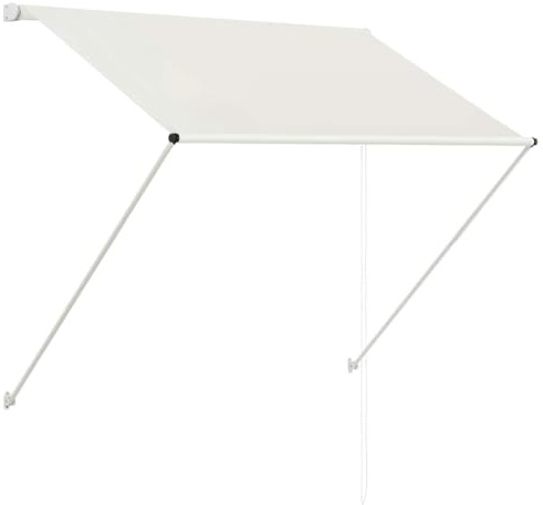 Qnhdfrt Store rétractable - 150 x 150 cm - Crème - Protection solaire manuelle pour fenêtre, terrasse et balcon - Store à bras tombant en polyester avec cadre en acier - Brise-vue pour l'extérieur