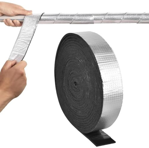 Gtwinsone Aislamiento de Tuberias 10m x 5cm Envoltura de Aislamiento de Tubos de Espuma Autoadhesiva para Calefaccion Proteccion Anticongelante Exterior e Interior