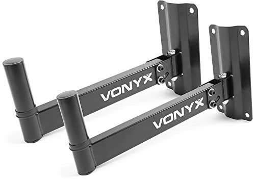 VONYX WMS-02 Heavy-Duty Speaker Wall Mount Brackets, Adjustable Universal PA Speaker Mounts, Durable Secure Hold Bracket Set for DJ Equipment Installation