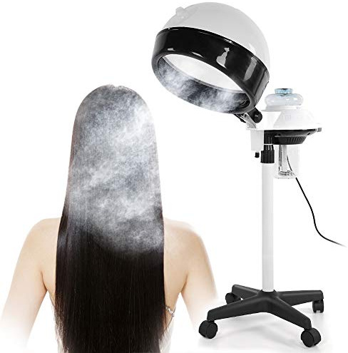 Rolling Stand Hair Beauty Salon Steamer Drier, Moveable Salon Spa Steamer Drying Hood Stand, Height Adjustable Hair Steamer Stand, Hair Steamer with Hood for Hair Coloring Perming Conditioning