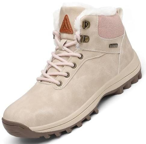 Mishansha Uomo Scarpe Invernali Donna Stivali da Neve Calda Stivaletti Impermeabili da Trekking Rosa chiaro, 38 EU