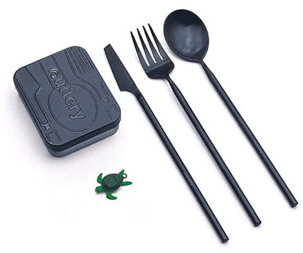 Set de Cubiertos Portátiles Outlery, Reutilizables y Fáciles de Limpiar, Incluye Funda de Viaje para Fácil Transporte, Cubiertos de Bolsillo