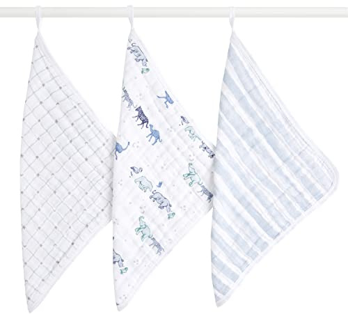 aden + anais Washcloth Set, Super Soft 100% Cotton Muslin, 30x30cm, 3 Pack, Rising Star