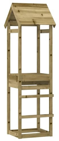 vidaXL Play Tower Garden Play Equipment Outdoor Playground Wooden Playhouse Climbing Tower for Kids 53x46.5x194 cm Impregnated Wood Pine