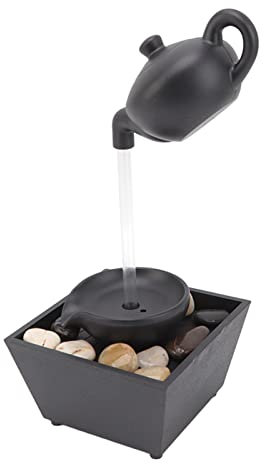 Décoration de Table Cascade, Théière Flottante Relaxation Batterie Puissance Fontaine Fontaine de Table Intérieure pour Salon