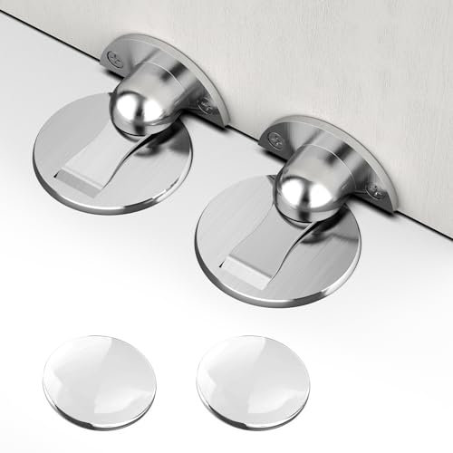 Simpeak 2 + 2 fermaporta magnetici invisibili con 3 m autoadesivi e montaggio a vite, 2 fermaporta da parete, protezione silenziosa da parete, per casa, ufficio, camera da letto, senza foratura