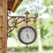 Garden Mile Double Sided Station Clock and Thermometer Outside Clock and Thermometer for Garden Weatherproof Grden Wall Ornaments Thermometers Outdoor Clocks for Garden