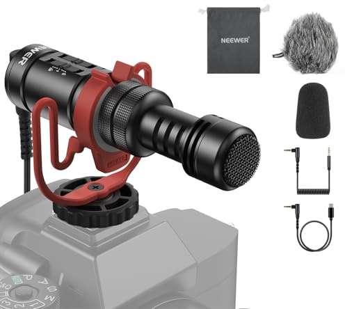 NEEWER Plug & Play Microphone Vlog pour DSLR,Compatible avec iPhone,Mac,Android,téléphone,Tablette,Ordinateur Portable,PC,Mini Micro supercardioïde 20-20 kHz avec Deux OTG pour Enregistrement,VM11