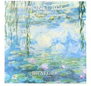 DRAEGER PARIS 1886 - Grand Calendrier mural 28x29 cm 2026 - Thème Monet - 12 mois - Papier FSC - Illustrations détachables