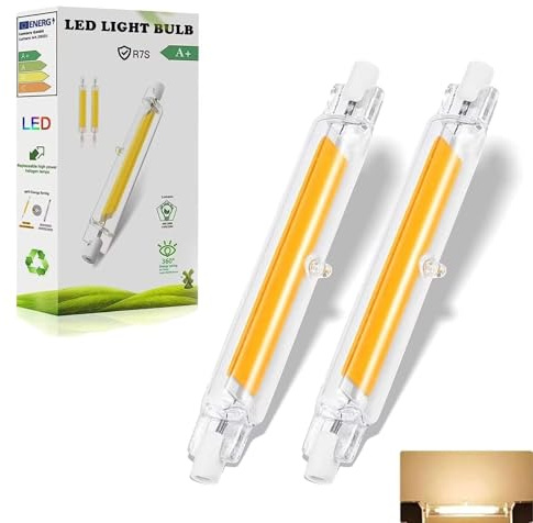 Dvnoua Lampadina R7S LED 118mm Dimmerabile 20W, Lampada R7S LED Bianco Caldo 3000K 2000LM, Equivalente a 200W Lampada Alogena, Nessun Sfarfallio, Illuminazione Fascio 360°, 2 Pezzi