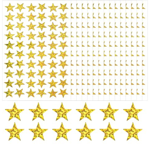 simarro 1 800 stycken guldglitter stjärnor klistermärken, självhäftande stjärnklistermärken, belöningsklistermärken, miniklistermärken, stjärnklistermärken för scrapbooking, markeringar gör-det-själv