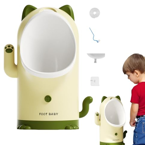 Urinal Potträning - Småbarn | Väggmonterad | 43x31 Cm PP-konstruktion | Komplett Set Med Slang, Rengöringsborste, Vattenplugg, Spårlös - För Pojkar, Badrum