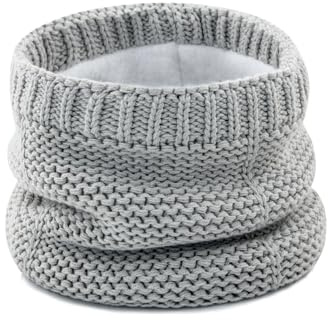 XIAOHAWANG Baby Winter Scarf Warm Kids Thick Knit Scarves Plush Lining Double Layered Toddler Neckerchiefs Lovely(D-grey)