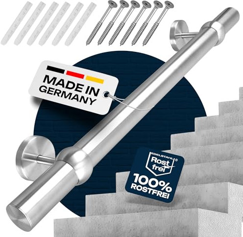 Buchetmann2 Handlauf Edelstahl Ø 42,4 mm, Markenhandläufe, für Außen- & Innenbereich, Wandhandlauf Brüstung Geländer, 4 verschiedene Varianten