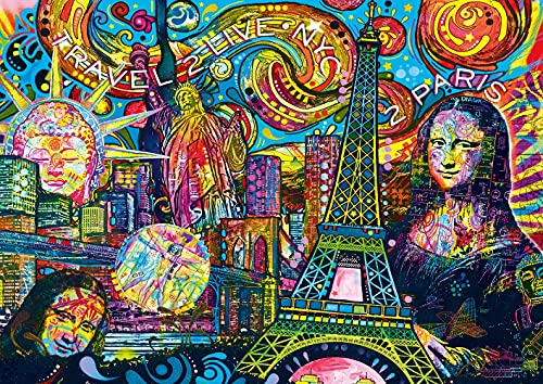 Bluebird Puzzle - Ikonisches Reisen - 1000 Teile Puzzle - Psychedelische Reise zwischen New York und Paris - Puzzle für Erwachsene