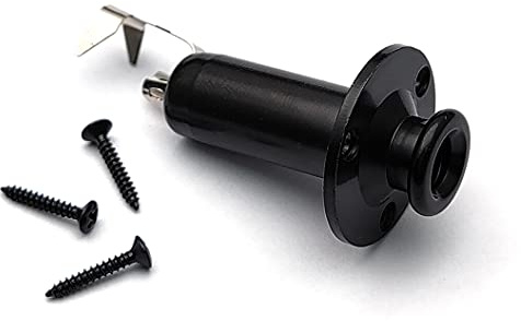 SAPHUE 6.35mm Acoustic Electric Guitar Bass Mono Endpin Output Jack Strap Button Jack Socket Black