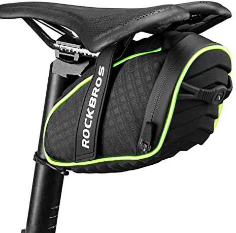 ROCKBROS Borsa da Sella Bici, Borsa Sottosella per MTB Bicicletta, Design Originale con Luci Fluorescenti, Grande Capacità 1L, Accessori Bici