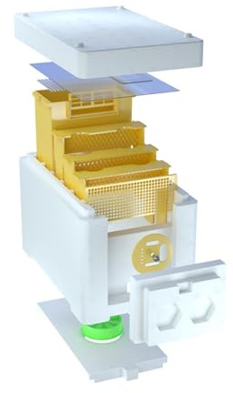 Benefitbee BeeSmart Mini Queen Mating Nuc Box, 120kgs/m³ High Density Foam Beehive Kit with 3 Plastic Frames & Feeder, Essential Beekeeping Supplies