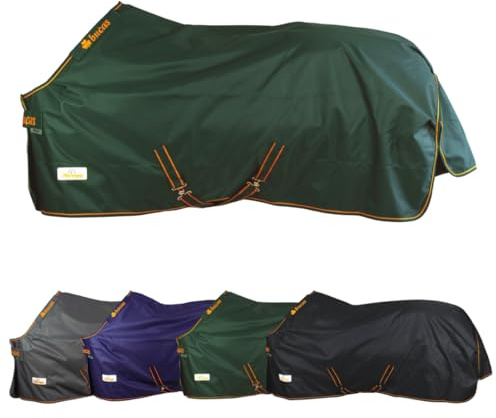 Marengos by Bucas - Weidedecke Stay-Dry 1200D Irish Turnout | Regendecke & Übergangsdecke | atmungsaktive & wasserdichte Outdoordecke mit Innenfutter & Kreuzbegurtung | Grün/Orange in Größe 145cm