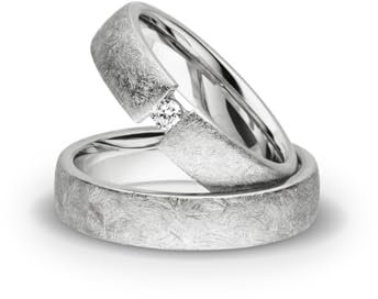 Kolibri Rings Eheringe Silber Eismatt Rhodiniert 925 Paarpreis Spannring-Optik Massiv Nickelfrei Zirkonia Stein Trauringe Freundschaftsringe Partnerringe - Inkl. Gratis Etui + Gravur