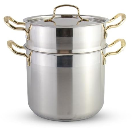 Saharashop Couscous Pot 6, 8 and 12 Litre Steamer Couscous Pot (3-in-1) 8 Litre Couscous Pot / Steamer