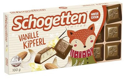 Schogetten Winter Edition Vanille Kipferl I 100 g Schokolade I praktisch einzeln portioniert