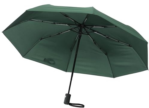SWISSONA Paraguas Plegable Antiviento - Paraguas Pequeño Viaje - Paraguas Resistente al Viento con Bolsa - Paraguas Plegable Resistente - Paraguas Automatico Verde Oscuro