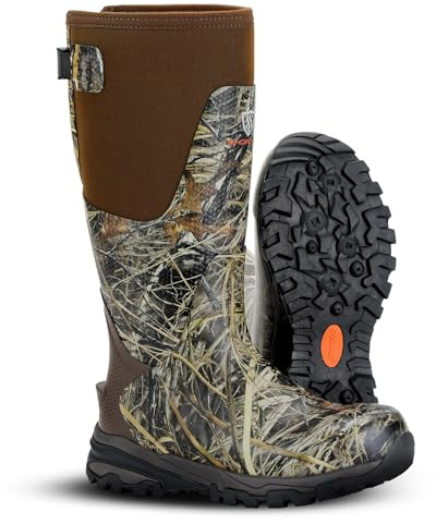 Showave Men's Arctic Pro Rubber Hunting Boots with Steel Shank Insulated Rain Boot Waterproof Neoprene Mud Boot Outdoor Snow Working Boots Cold Weather,Size 10,Camo